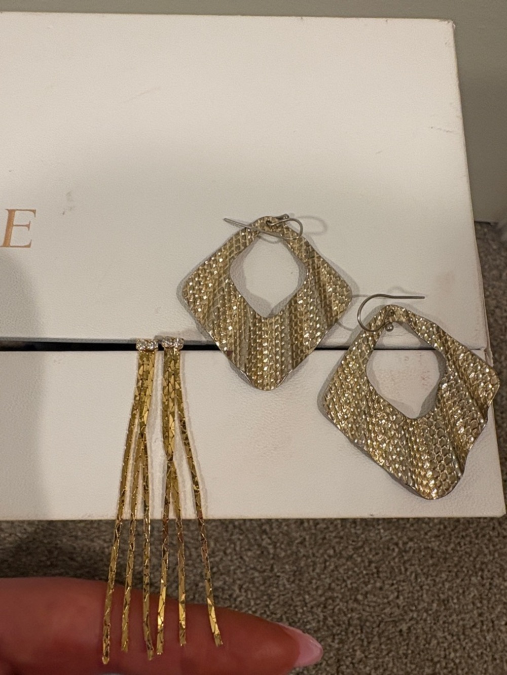 Gold-Tone Textured Drop Earrings - Women Accessories